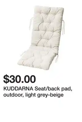 Ikea KUDDARNA Seat/back pad, outdoor, light grey-beige offer