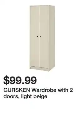 Ikea GURSKEN Wardrobe with 2 doors, light beige offer