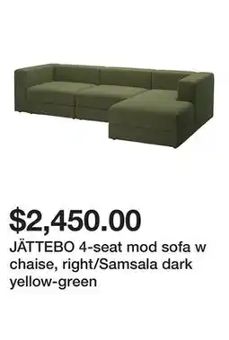 Ikea JÄTTEBO 4-seat mod sofa w chaise, right/Samsala dark yellow-green offer