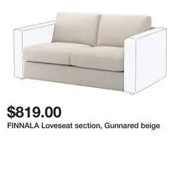 Ikea FINNALA Loveseat section, Gunnared beige offer