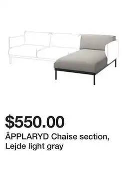 Ikea ÄPPLARYD Chaise section, Lejde light gray offer