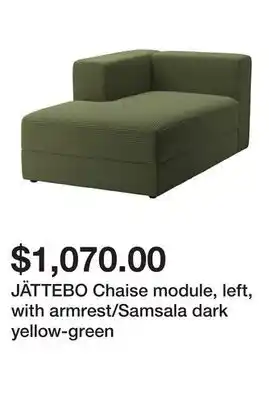 Ikea JÄTTEBO Chaise module, left, with armrest/Samsala dark yellow-green offer