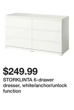 Ikea STORKLINTA 6-drawer dresser, white/anchor/unlock function offer