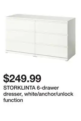 Ikea STORKLINTA 6-drawer dresser, white/anchor/unlock function offer