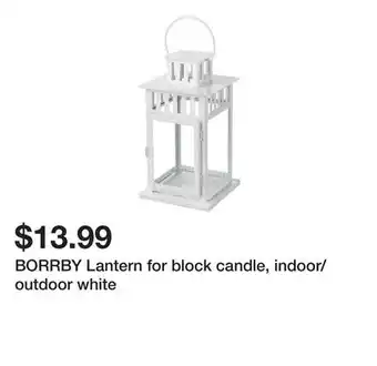 Ikea BORRBY Lantern for block candle, indoor/outdoor white offer