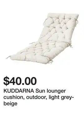 Ikea KUDDARNA Sun lounger cushion, outdoor, light grey-beige offer