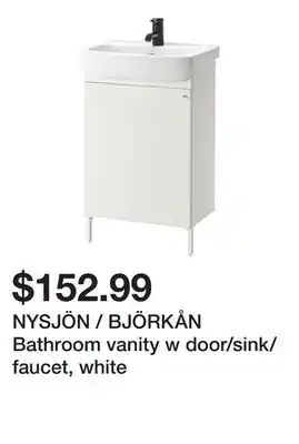 Ikea NYSJÖN / BJÖRKÅN Bathroom vanity w door/sink/faucet, white offer