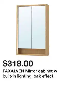 Ikea FAXÄLVEN Mirror cabinet w built-in lighting, oak effect offer