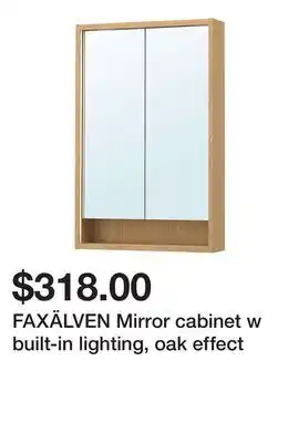 Ikea FAXÄLVEN Mirror cabinet w built-in lighting, oak effect offer