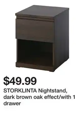 Ikea STORKLINTA Nightstand, dark brown oak effect/with 1 drawer offer