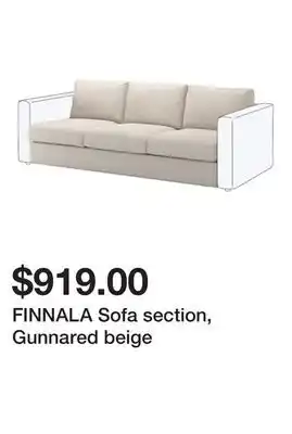 Ikea FINNALA Sofa section, Gunnared beige offer