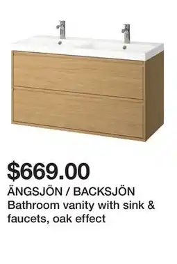 Ikea ÄNGSJÖN / BACKSJÖN Bathroom vanity with sink & faucets, oak effect offer