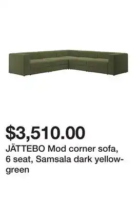 Ikea JÄTTEBO Mod corner sofa, 6 seat, Samsala dark yellow-green offer