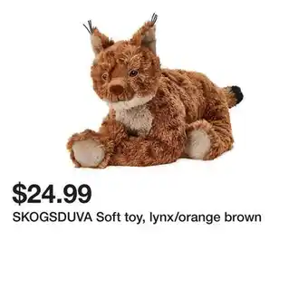 Ikea SKOGSDUVA Soft toy, lynx/orange brown offer