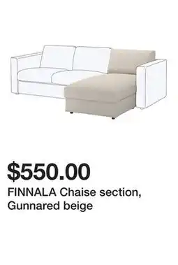 Ikea FINNALA Chaise section, Gunnared beige offer