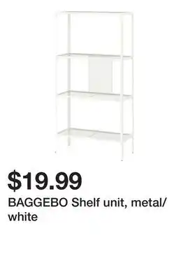 Ikea BAGGEBO Shelf unit, metal/white offer