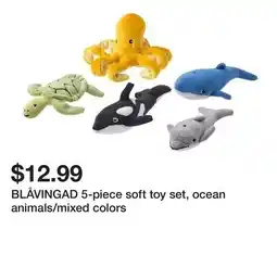 Ikea BLÅVINGAD 5-piece soft toy set, ocean animals/mixed colors offer