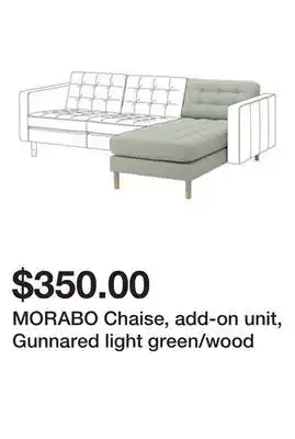 Ikea MORABO Chaise, add-on unit, Gunnared light green/wood offer