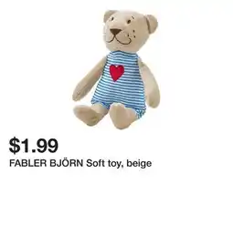 Ikea FABLER BJÖRN Soft toy, beige offer