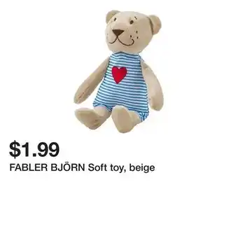 Ikea FABLER BJÖRN Soft toy, beige offer