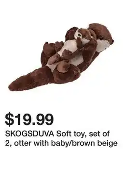 Ikea SKOGSDUVA Soft toy, set of 2, otter with baby/brown beige offer