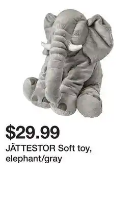 Ikea JÄTTESTOR Soft toy, elephant/gray offer