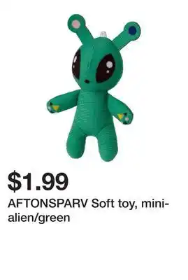 Ikea AFTONSPARV Soft toy, mini-alien/green offer