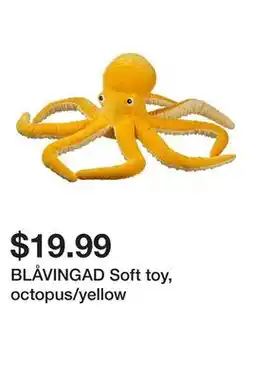 Ikea BLÅVINGAD Soft toy, octopus/yellow offer