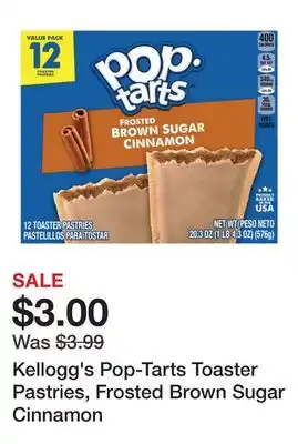 Wegmans Kellogg's Pop-Tarts Toaster Pastries, Frosted Brown Sugar Cinnamon offer