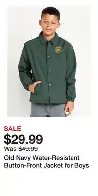 Old Navy Old Navy Water-Resistant Button-Front Jacket for Boys offer