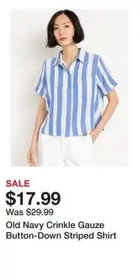 Old Navy Old Navy Crinkle Gauze Button-Down Striped Shirt offer