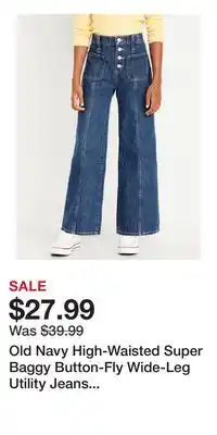 Old Navy Old Navy High-Waisted Super Baggy Button-Fly Wide-Leg Utility Jeans for Girls offer