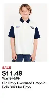 Old Navy Old Navy Oversized Graphic Polo Shirt for Boys offer