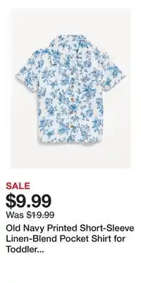 Old Navy Old Navy Printed Short-Sleeve Linen-Blend Pocket Shirt for Toddler Boys offer