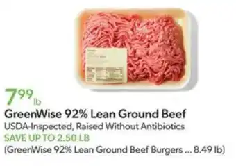 Publix GreenWise 92% Lean Ground Beef offer