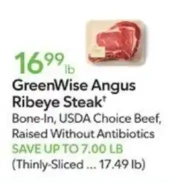 Publix GreenWise Angus Ribeye Steak offer