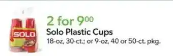 Publix SOLO Solo Plastic Cups offer