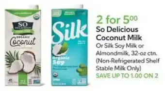 Publix So Delicious Coconut Milk offer