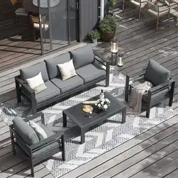 Walmart ELPOSUN Aluminum Patio Furniture Set, Metal Patio Furniture Outdoor Couch, Aluminum Patio Chairs offer