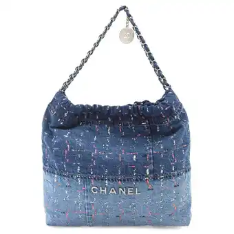 Walmart Pre-Owned Chanel CHANEL 22 Chain Shoulder Bag Denim Blue Silver Metal Fittings... (Good) offer