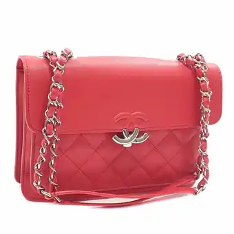 Walmart Pre-Owned Chanel Chain Shoulder Bag Matelasse Half Coco Women's Red Leather Mark... (Good) offer