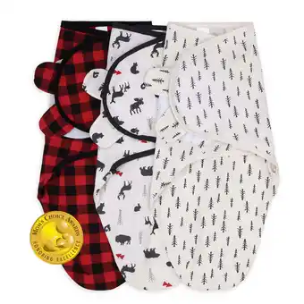 Walmart The Peanutshell Newborn Swaddles for Baby Boys or Baby Girls, 3 Pack Set, Plaid Woodland offer