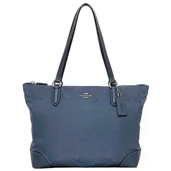 Walmart Pre-Owned Coach Tote Bag ec-21800 Navy Gray Signature F73184 Nylon Leather COACH... (Good) offer