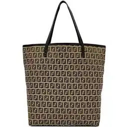 Walmart Pre-Owned Fendi Tote Bag ec-21844 Beige Brown Zucchino Canvas Leather FENDI FF Unisex... (Good) offer