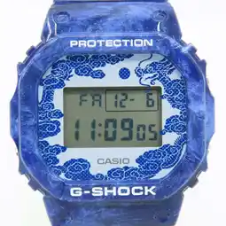 Walmart Pre-Owned CASIO G-SHOCK Blue and White Web-exclusive Square DW-5600BWP-2DR Quartz offer