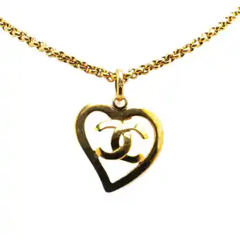 Walmart Pre-Owned Chanel Coco Mark Heart Motif Necklace Gold Plated Women's CHANEL (Good) offer