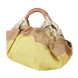 Walmart Pre-Owned LOEWE Nappa Aire Handbag Anagram Metallic Bicolor Leather Yellow Beige (Fair) offer