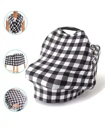 Walmart The Peanutshell Baby Nursing Cover, Car Seat Canopy, 6 in 1 Multiuse, Black and White Plaid offer