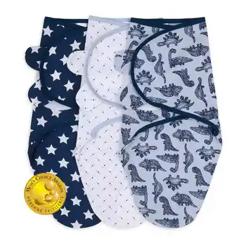 Walmart The Peanutshell Newborn Swaddles for Baby Boys, 3 Pack Set, Blue Dino offer