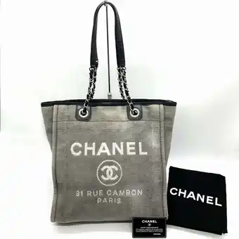 Walmart Pre-Owned CHANEL Deauville PM Chain Tote Bag Shoulder 16 Series Canvas Grey Women's (Good) offer